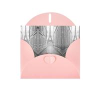 Pearl Paper Eiffel Tower Paris Street Red Umbrella Printed Greeting Card With Envelope,Blank Inside For Birthday,Christmas, All Occasions,6x4 Inch