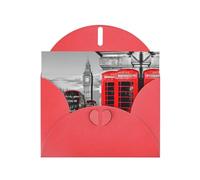 Pearl Paper England Uk Retro London Telephone Printed Greeting Card With Envelope,Blank Inside For Birthday,Christmas, All Occasions,6x4 Inch