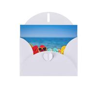 Pearl Paper Flip-Flops On A Sandy Beach Printed Greeting Card With Envelope,Blank Inside For Birthday,Christmas, All Occasions,6x4 Inch