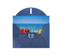 Pearl Paper Flip-Flops On A Sandy Beach Printed Greeting Card With Envelope,Blank Inside For Birthday,Christmas, All Occasions,6x4 Inch