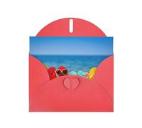 Pearl Paper Flip-Flops On A Sandy Beach Printed Greeting Card With Envelope,Blank Inside For Birthday,Christmas, All Occasions,6x4 Inch