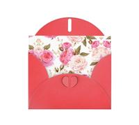 Pearl Paper Floral Flower Rose Pink Printed Greeting Card With Envelope,Blank Inside For Birthday,Christmas, All Occasions,6x4 Inch