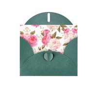 Pearl Paper Floral Flower Rose Pink Printed Greeting Card With Envelope,Blank Inside For Birthday,Christmas, All Occasions,6x4 Inch