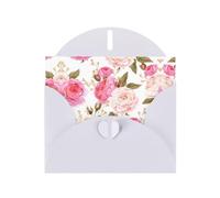 Pearl Paper Floral Flower Rose Pink Printed Greeting Card With Envelope,Blank Inside For Birthday,Christmas, All Occasions,6x4 Inch