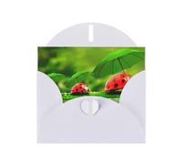 Pearl Paper Funny Ladybug Holding Umbrellas Printed Greeting Card With Envelope,Blank Inside For Birthday,Christmas, All Occasions,6x4 Inch