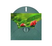 Pearl Paper Funny Ladybug Holding Umbrellas Printed Greeting Card With Envelope,Blank Inside For Birthday,Christmas, All Occasions,6x4 Inch