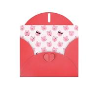 Pearl Paper Funny Pink Pig Face Printed Greeting Card With Envelope,Blank Inside For Birthday,Christmas, All Occasions,6x4 Inch