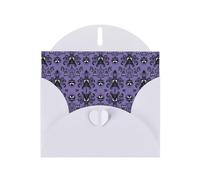 Pearl Paper Horror Pattern On Purple Background Printed Greeting Card With Envelope,Blank Inside For Birthday,Christmas, All Occasions,6x4 Inch