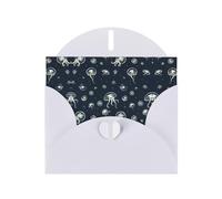 Pearl Paper Jellyfish Pattern Printed Greeting Card With Envelope,Blank Inside For Birthday,Christmas, All Occasions,6x4 Inch