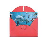 Pearl Paper Ocean Dolphin Looking At You Printed Greeting Card With Envelope,Blank Inside For Birthday,Christmas, All Occasions,6x4 Inch
