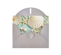 Pearl Paper Ocean Sea Beach Seashells Starfish Blue Printed Greeting Card With Envelope,Blank Inside For Birthday,Christmas, All Occasions,6x4 Inch