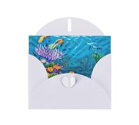 Pearl Paper Ocean Sea Turtle Tropical Fish Starfish Printed Greeting Card With Envelope,Blank Inside For Birthday,Christmas, All Occasions,6x4 Inch