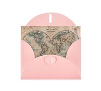 Pearl Paper Old Stained World Map Printed Greeting Card With Envelope,Blank Inside For Birthday,Christmas, All Occasions,6x4 Inch