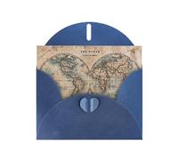 Pearl Paper Old Stained World Map Printed Greeting Card With Envelope,Blank Inside For Birthday,Christmas, All Occasions,6x4 Inch