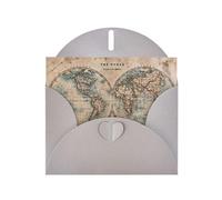 Pearl Paper Old Stained World Map Printed Greeting Card With Envelope,Blank Inside For Birthday,Christmas, All Occasions,6x4 Inch