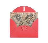 Pearl Paper Old Stained World Map Printed Greeting Card With Envelope,Blank Inside For Birthday,Christmas, All Occasions,6x4 Inch
