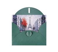 Pearl Paper Paris City Tree Eiffel Tower Art Printed Greeting Card With Envelope,Blank Inside For Birthday,Christmas, All Occasions,6x4 Inch