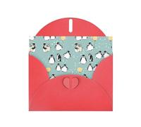 Pearl Paper Penguin Balloon Snowflake Printed Greeting Card With Envelope,Blank Inside For Birthday,Christmas, All Occasions,6x4 Inch