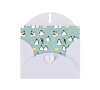 Pearl Paper Penguin Balloon Snowflake Printed Greeting Card With Envelope,Blank Inside For Birthday,Christmas, All Occasions,6x4 Inch