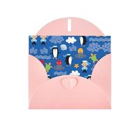 Pearl Paper Penguin Turtle Printed Greeting Card With Envelope,Blank Inside For Birthday,Christmas, All Occasions,6x4 Inch