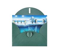 Pearl Paper Penguins On The Iceberg Printed Greeting Card With Envelope,Blank Inside For Birthday,Christmas, All Occasions,6x4 Inch