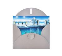 Pearl Paper Penguins On The Iceberg Printed Greeting Card With Envelope,Blank Inside For Birthday,Christmas, All Occasions,6x4 Inch