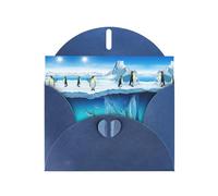 Pearl Paper Penguins On The Iceberg Printed Greeting Card With Envelope,Blank Inside For Birthday,Christmas, All Occasions,6x4 Inch