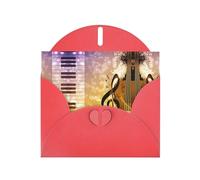 Pearl Paper Piano Violin Music Notes Printed Greeting Card With Envelope,Blank Inside For Birthday,Christmas, All Occasions,6x4 Inch
