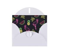 Pearl Paper Pineapple Banana Flamingo Printed Greeting Card With Envelope,Blank Inside For Birthday,Christmas, All Occasions,6x4 Inch
