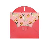 Pearl Paper Pug Pizza Pink Printed Greeting Card With Envelope,Blank Inside For Birthday,Christmas, All Occasions,6x4 Inch
