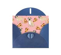 Pearl Paper Pug Pizza Pink Printed Greeting Card With Envelope,Blank Inside For Birthday,Christmas, All Occasions,6x4 Inch