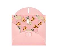 Pearl Paper Pug Pizza Pink Printed Greeting Card With Envelope,Blank Inside For Birthday,Christmas, All Occasions,6x4 Inch