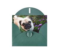 Pearl Paper Pugs In The Garden Printed Greeting Card With Envelope,Blank Inside For Birthday,Christmas, All Occasions,6x4 Inch
