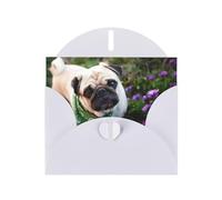 Pearl Paper Pugs In The Garden Printed Greeting Card With Envelope,Blank Inside For Birthday,Christmas, All Occasions,6x4 Inch
