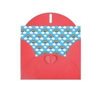 Pearl Paper Rainbow Clouds Raindrop Printed Greeting Card With Envelope,Blank Inside For Birthday,Christmas, All Occasions,6x4 Inch