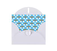 Pearl Paper Rainbow Clouds Raindrop Printed Greeting Card With Envelope,Blank Inside For Birthday,Christmas, All Occasions,6x4 Inch