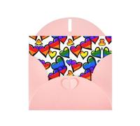 Pearl Paper Rainbow Colored Gay Pride Hearts Printed Greeting Card With Envelope,Blank Inside For Birthday,Christmas, All Occasions,6x4 Inch
