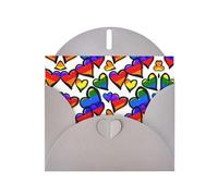 Pearl Paper Rainbow Colored Gay Pride Hearts Printed Greeting Card With Envelope,Blank Inside For Birthday,Christmas, All Occasions,6x4 Inch
