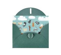 Pearl Paper Raining Cats & Dogs Printed Greeting Card With Envelope,Blank Inside For Birthday,Christmas, All Occasions,6x4 Inch