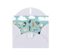 Pearl Paper Raining Cats & Dogs Printed Greeting Card With Envelope,Blank Inside For Birthday,Christmas, All Occasions,6x4 Inch