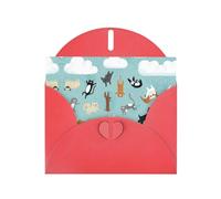 Pearl Paper Raining Cats & Dogs Printed Greeting Card With Envelope,Blank Inside For Birthday,Christmas, All Occasions,6x4 Inch
