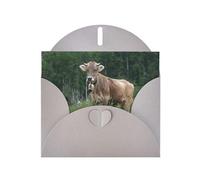 Pearl Paper Real Swiss Cow Brown Printed Greeting Card With Envelope,Blank Inside For Birthday,Christmas, All Occasions,6x4 Inch