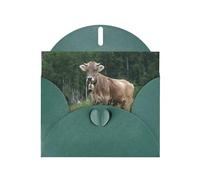 Pearl Paper Real Swiss Cow Brown Printed Greeting Card With Envelope,Blank Inside For Birthday,Christmas, All Occasions,6x4 Inch