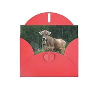 Pearl Paper Real Swiss Cow Brown Printed Greeting Card With Envelope,Blank Inside For Birthday,Christmas, All Occasions,6x4 Inch