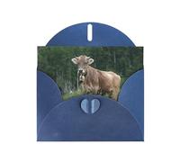 Pearl Paper Real Swiss Cow Brown Printed Greeting Card With Envelope,Blank Inside For Birthday,Christmas, All Occasions,6x4 Inch