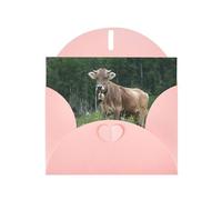 Pearl Paper Real Swiss Cow Brown Printed Greeting Card With Envelope,Blank Inside For Birthday,Christmas, All Occasions,6x4 Inch
