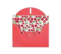 Pearl Paper Red Cherries Printed Greeting Card With Envelope,Blank Inside For Birthday,Christmas, All Occasions,6x4 Inch
