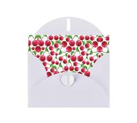 Pearl Paper Red Cherries Printed Greeting Card With Envelope,Blank Inside For Birthday,Christmas, All Occasions,6x4 Inch