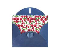 Pearl Paper Red Cherries Printed Greeting Card With Envelope,Blank Inside For Birthday,Christmas, All Occasions,6x4 Inch