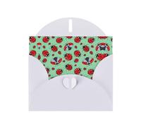 Pearl Paper Red Ladybugs On A Blue Background Printed Greeting Card With Envelope,Blank Inside For Birthday,Christmas, All Occasions,6x4 Inch